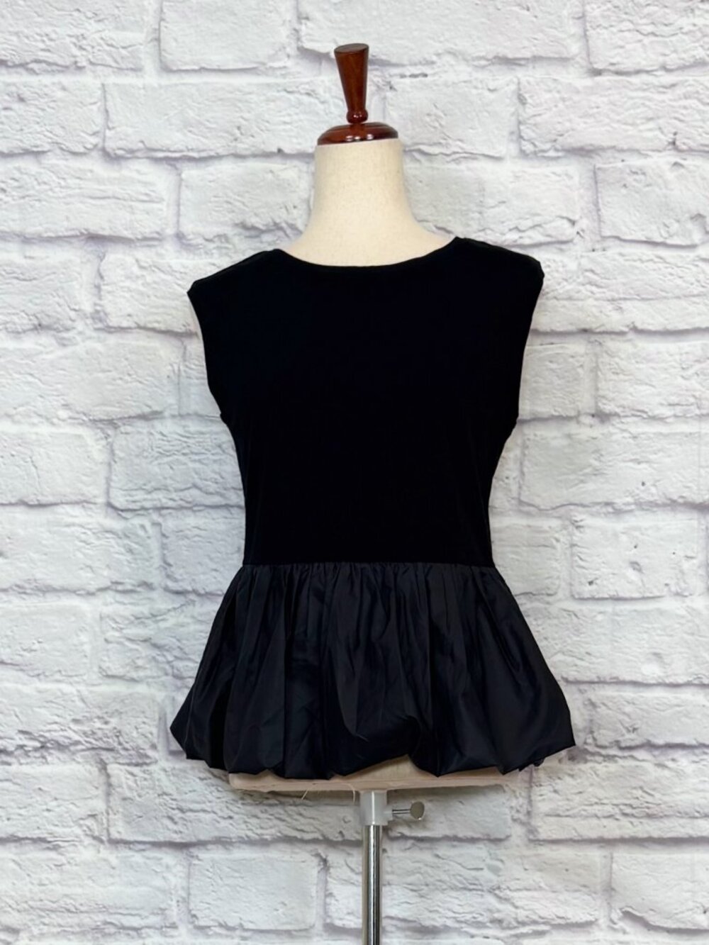 Ray Beams Black Sleeveless Peplum Top